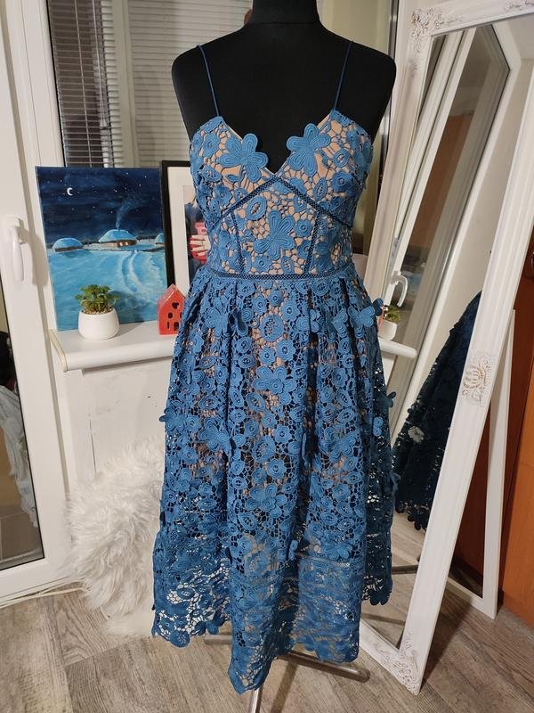 Women Self-Portrait Dress Navy Lace 34