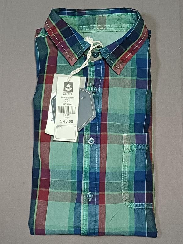 Herren Saltrock Hemd Grün Baumwolle 38 / M / 46