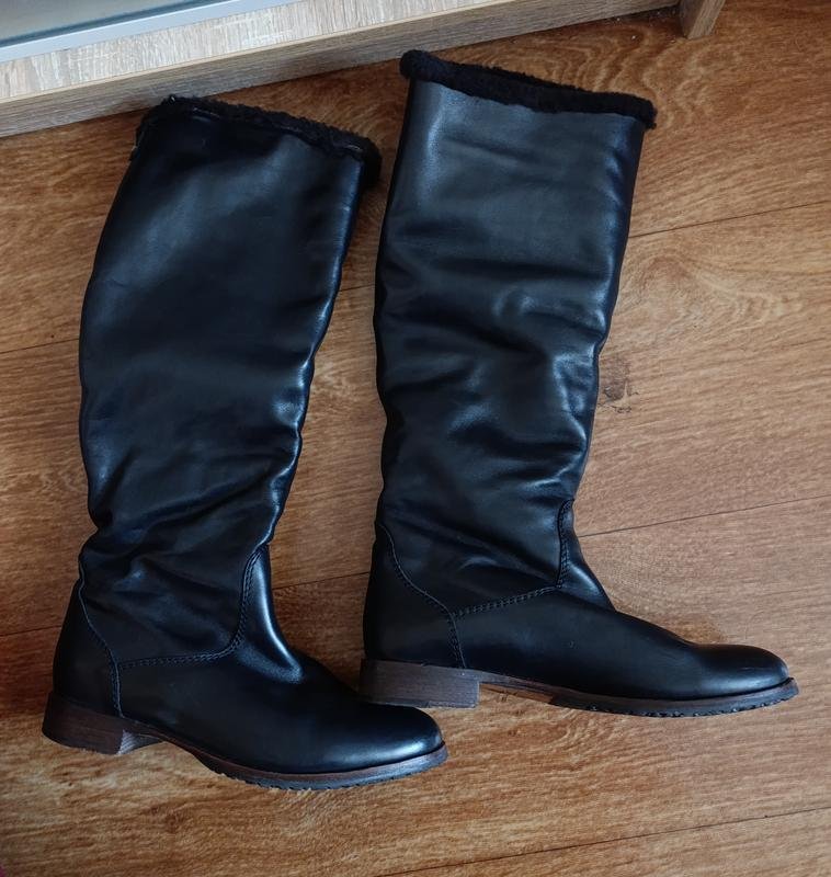Damen Vibram Stiefel Schwarz Leder 38