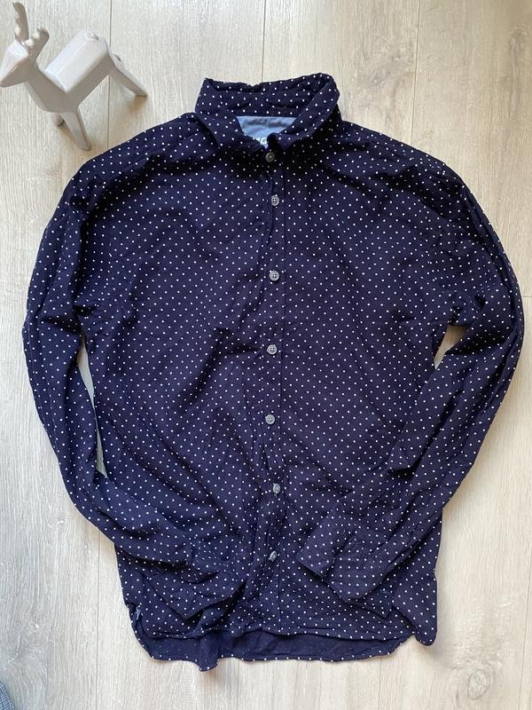 Herren Jaeger Hemd Marineblau Baumwolle 38 / M /