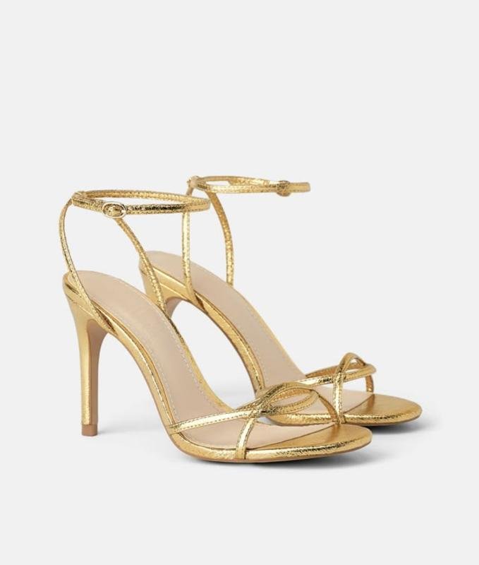 Женские ZARA Босоножки Золотистый Кожа 40