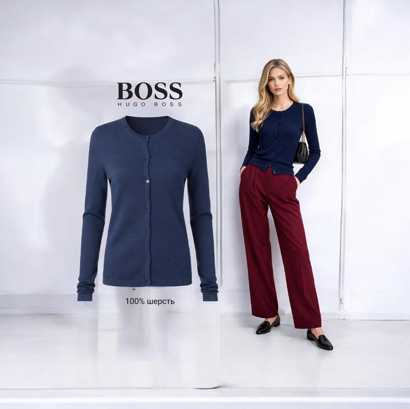 Damen Hugo Boss Pullover Marineblau Wolle 36 / S /