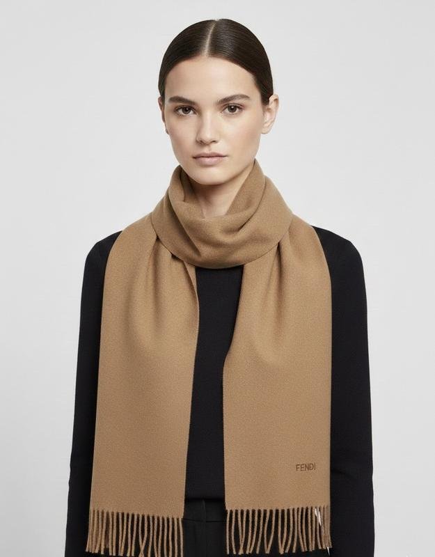 Unisexe Fendi Écharpe Beige Cachemire