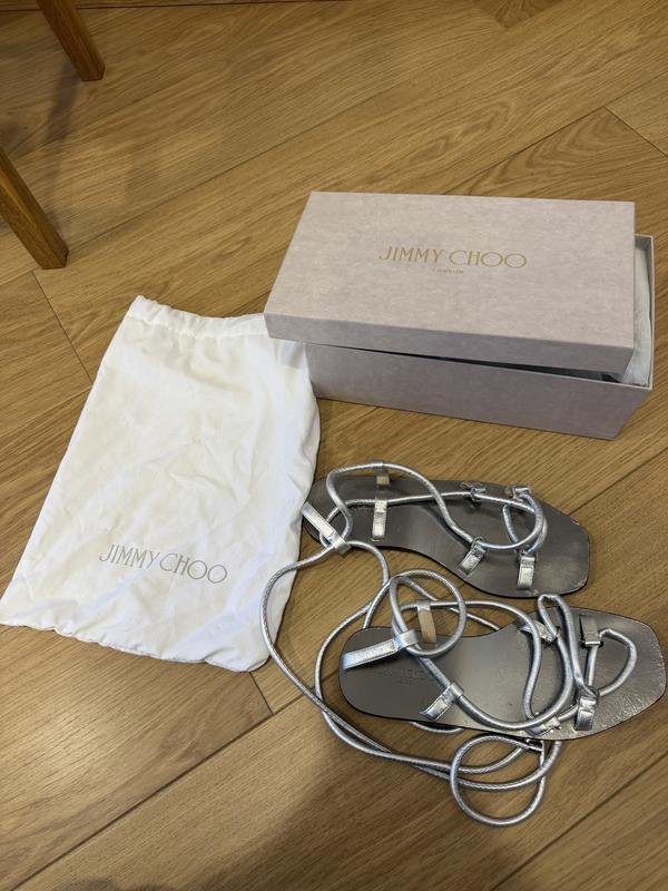 Женские Jimmy Choo Босоножки Серебристый Кожа 39