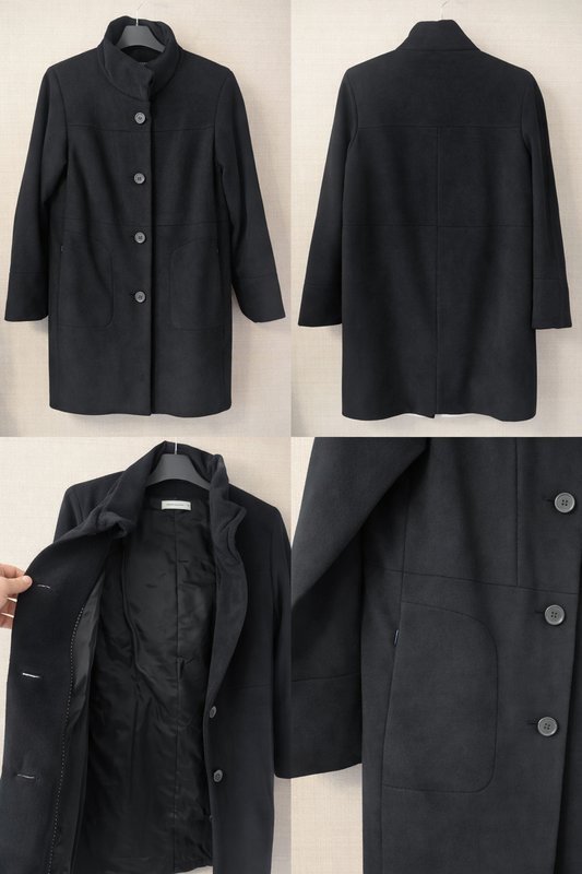 Damen Rene Lezard Mantel Schwarz Angora 38