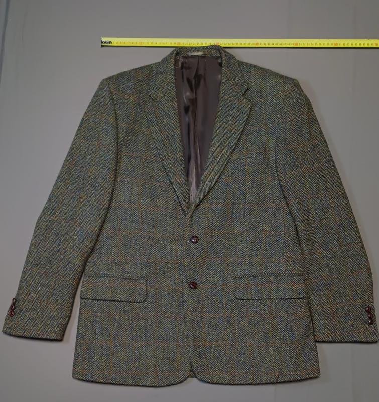 Uomo Harris Tweed Blazer Grigio Lana 38