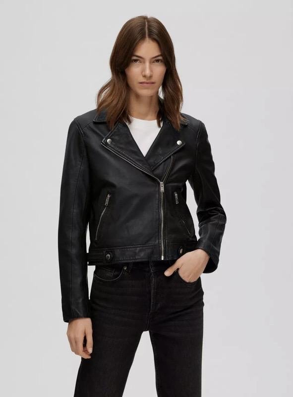 Damen Selected Femme Jacke Schwarz Leder 36 / S /