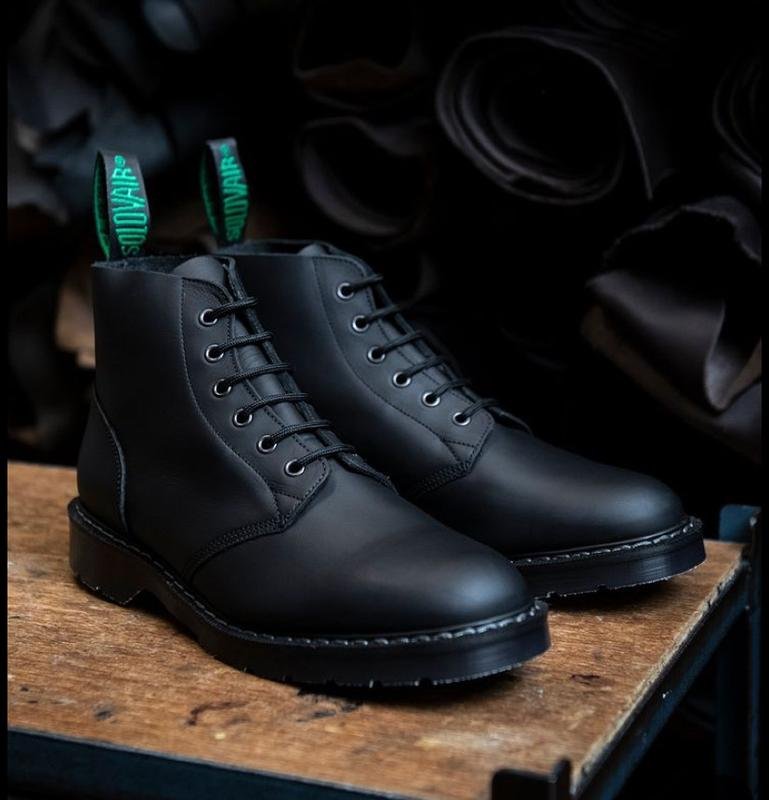 Men Solovair Boots Black Leather 44.5