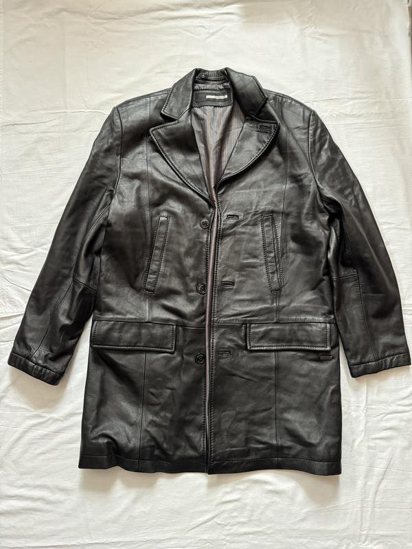 Donna Pierre Cardin Giacca Lunga Nera in Pelle 38