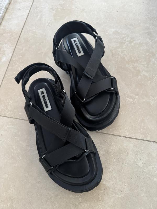 Donna Jil Sander Sandali Nero Gomma 38