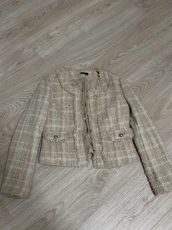 Women Chanel Style Blazer Beige Wool 36 / S / 44