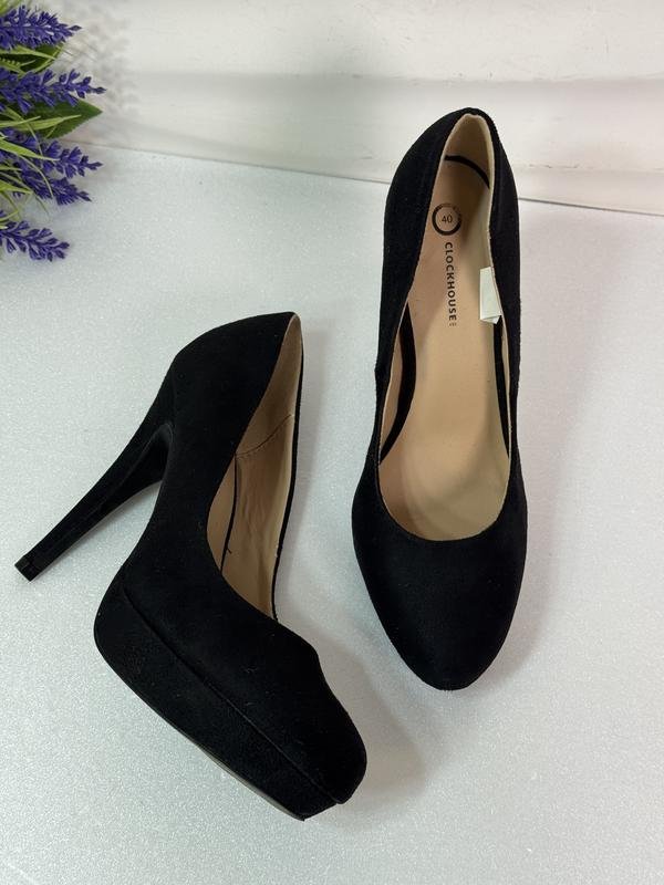 Femme Clockhouse Talons Noir Suède 40