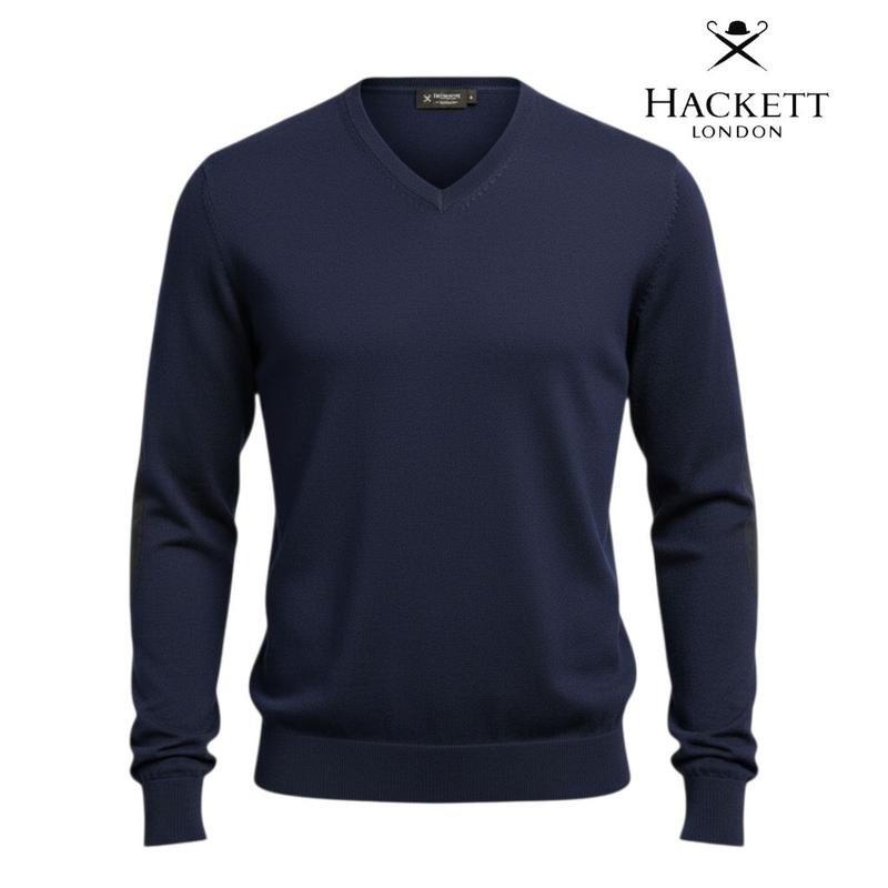 Uomo Hackett Maglione Blu Navy Lana 42 / XL / 50