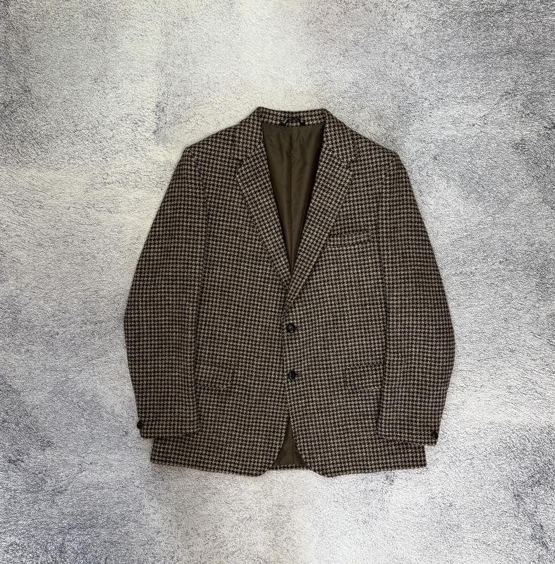 Uomo Harris Tweed Blazer Marrone Lana 40 /L / 48