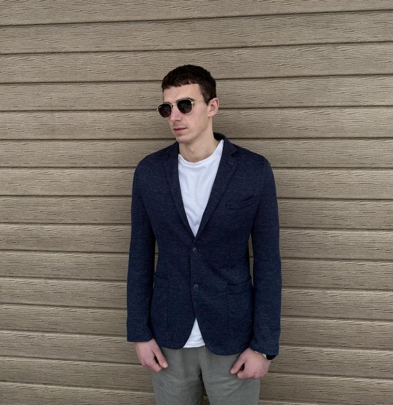 Мужской Circolo 1901 Пиджак Тёмно-синий Лен 36 / S