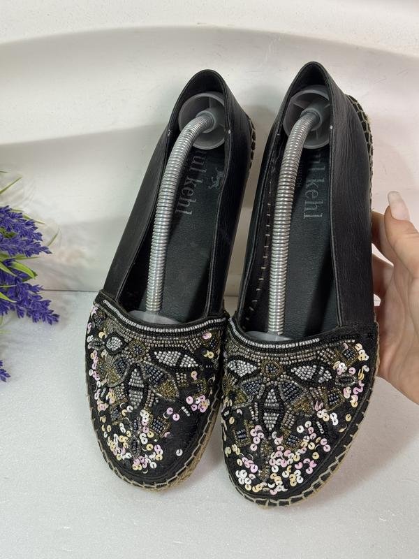 Femme Paul Kehl Espadrilles Noir Cuir 39