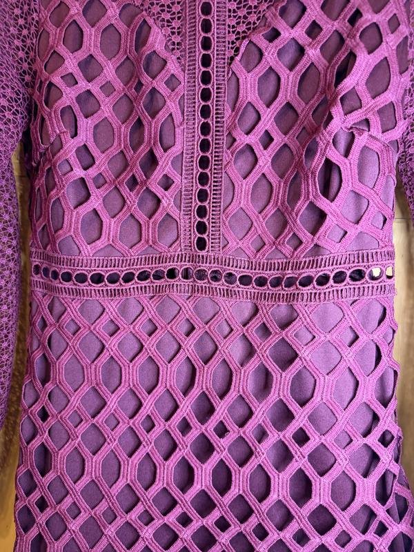 Damen Self Portrait Kleid Burgunder Netz 40 / L /