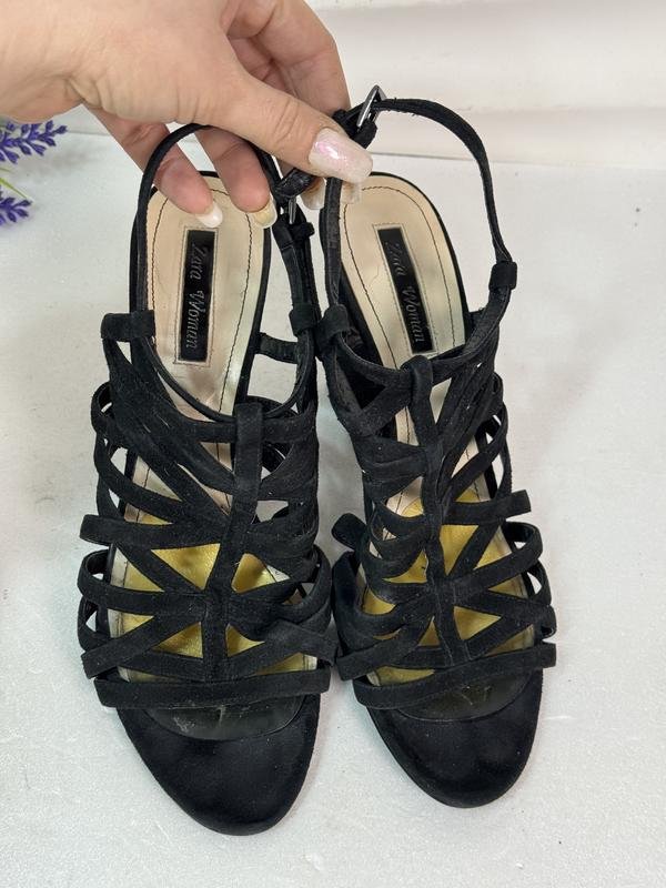 Женские ZARA Босоножки Чёрные Замша 40.5