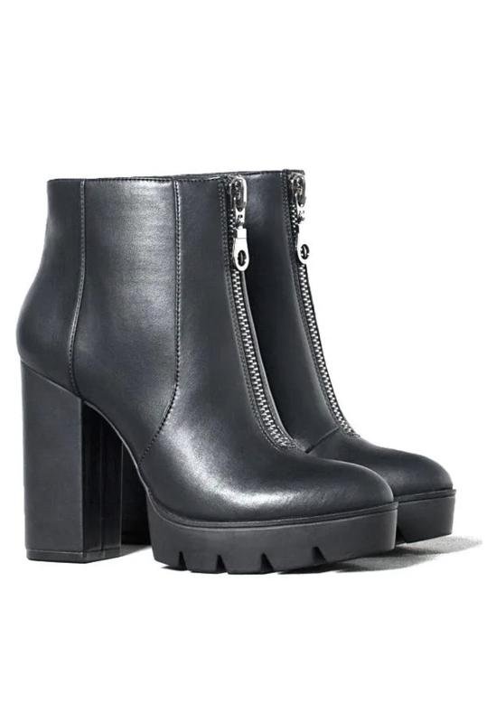 Women Bershka Ankle Boots Black Faux Leather 38.5