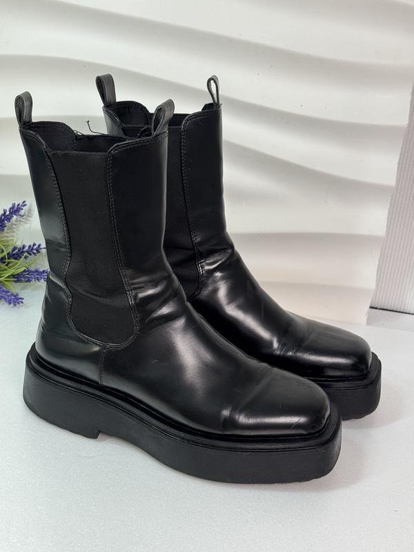 Damen H&M Stiefel Schwarz Kunstleder 41