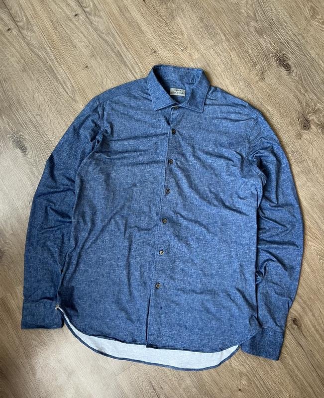 Men Barba Napoli Shirt Navy Cotton L
