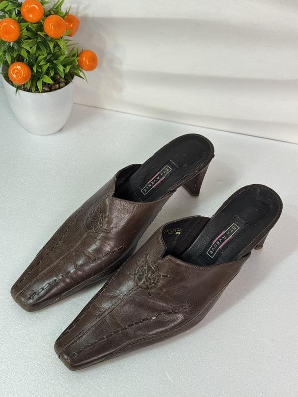Damen 5th Avenue Mules Braun Leder 39