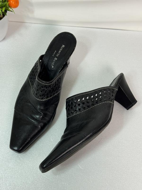 Femme Roberto Santi Mules à Talons Noir Cuir 40