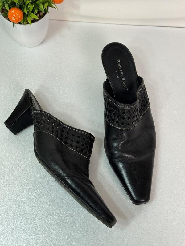 Femme Roberto Santi Mules à Talons Noir Cuir 40