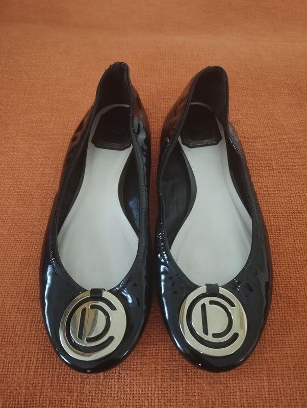 Женские Christian Dior Балетки Чёрный Лаковая кожа