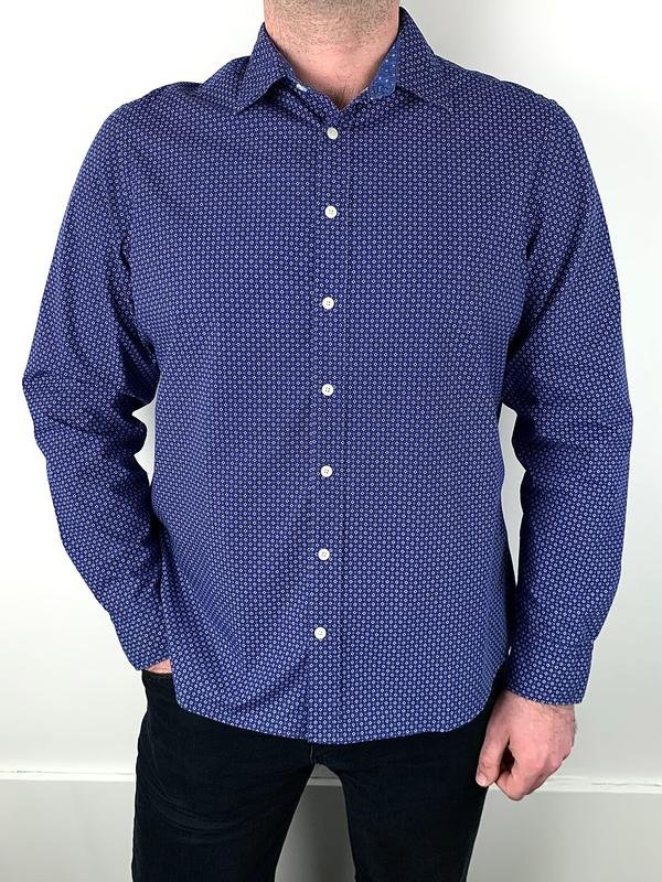 Uomo Hackett Camicia Blu Navy Cotone XXL