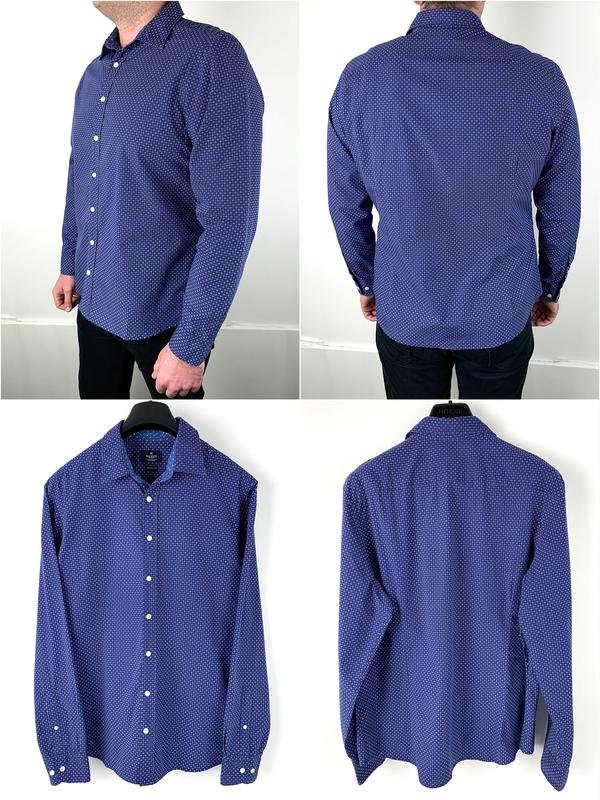 Uomo Hackett Camicia Blu Navy Cotone XXL