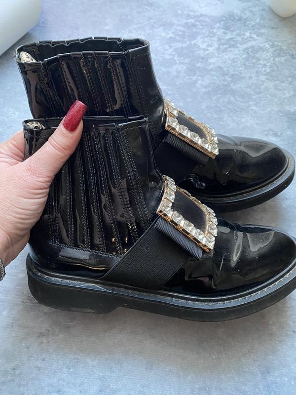 Женские Чоботи Чёрные Кожа 38