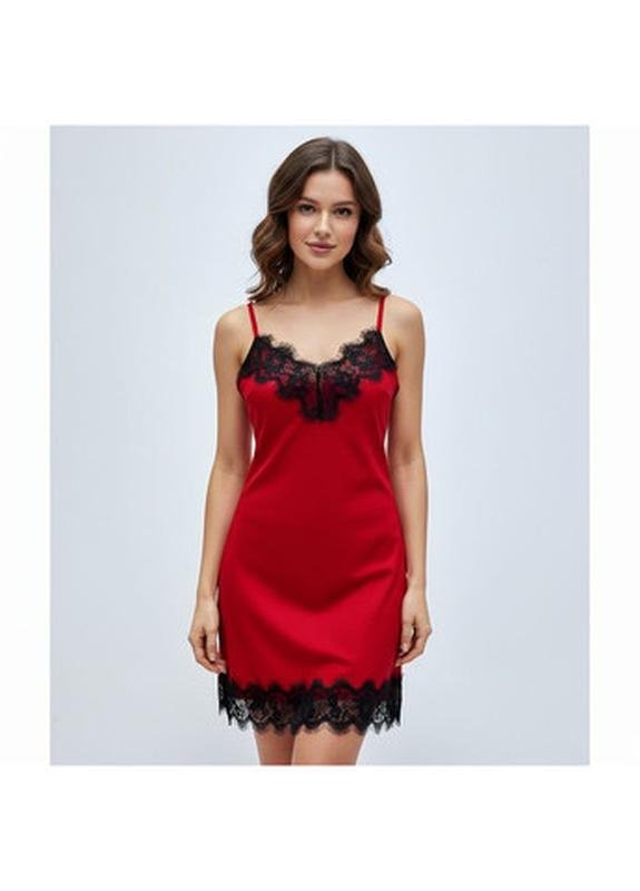 Damen Nachthemd Rot Satin M