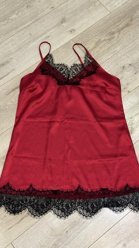 Damen Nachthemd Rot Satin M