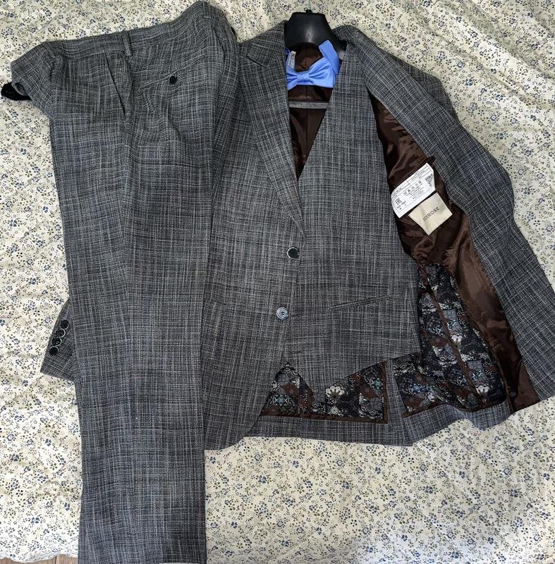 Мужской Костюм Серый Шерсть 46