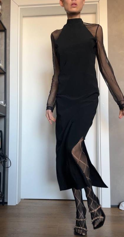 Женский Alberta Ferretti Платье Чёрный Сетка S