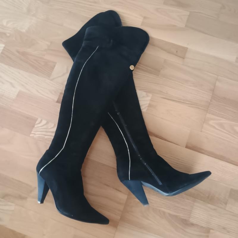 Donna Luciano Carvari Stivali Alti Neri Camoscio