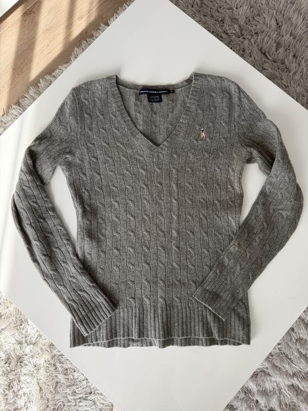 Damen Ralph Lauren Pullover Grau Wolle XS