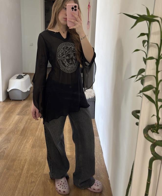 Женский Versace Платье Чёрный Сетка