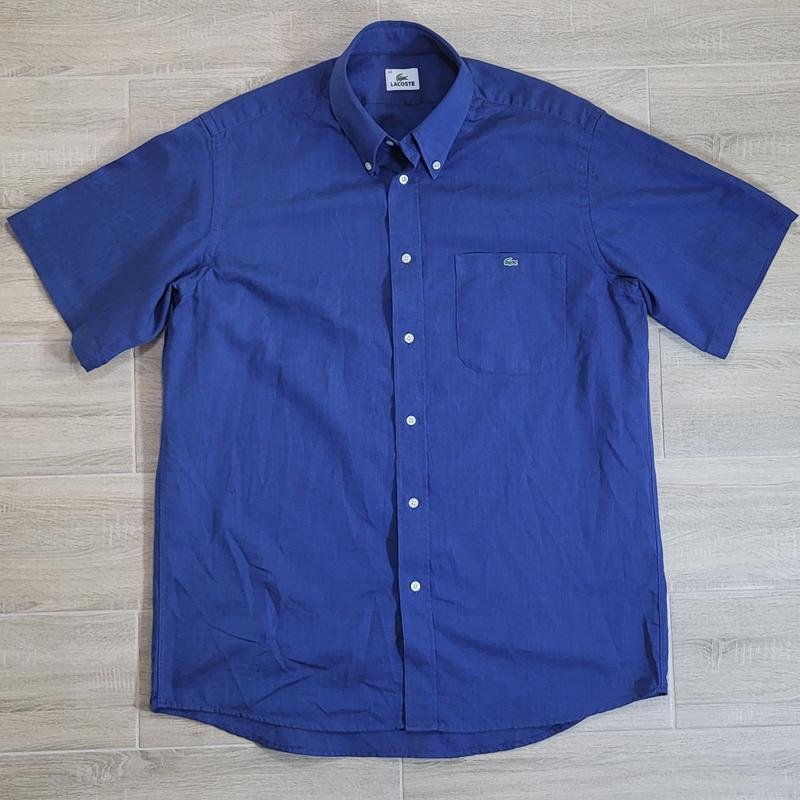 Homme Lacoste Chemise Bleu Coton L