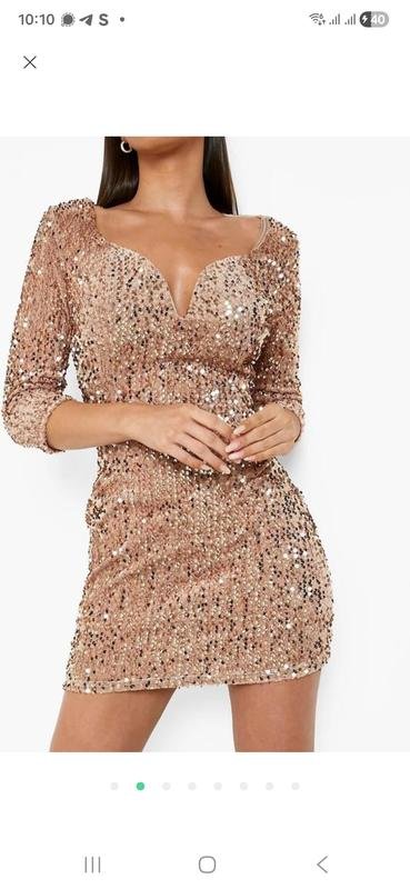 Женское Boohoo Платье Золотистый 46