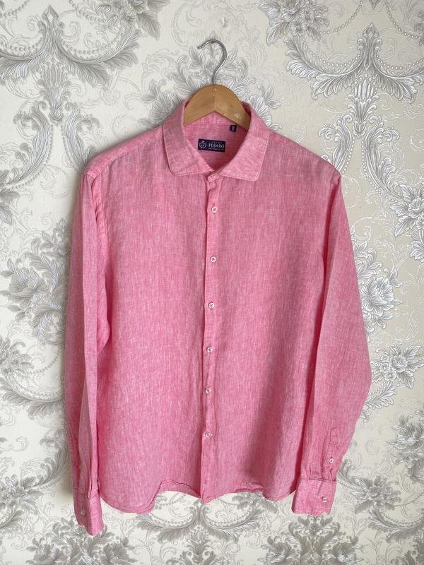 Мужская Luigi Borrelli Рубашка Розовая Лен L