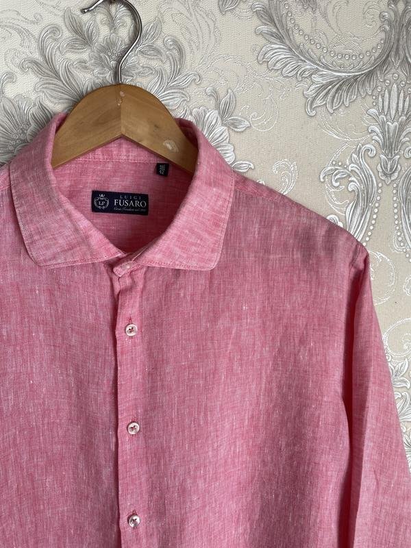 Мужская Luigi Borrelli Рубашка Розовая Лен L