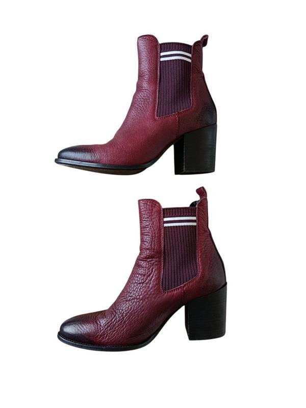 Damen Tommy Jeans Stiefel Burgunder Leder 38