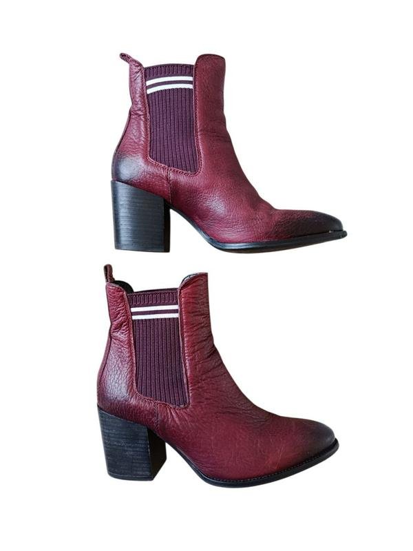 Damen Tommy Jeans Stiefel Burgunder Leder 38