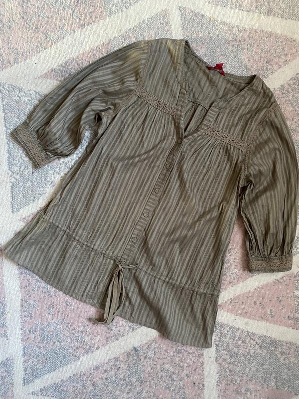 Damen Monsoon Hemd Khaki Baumwolle 38