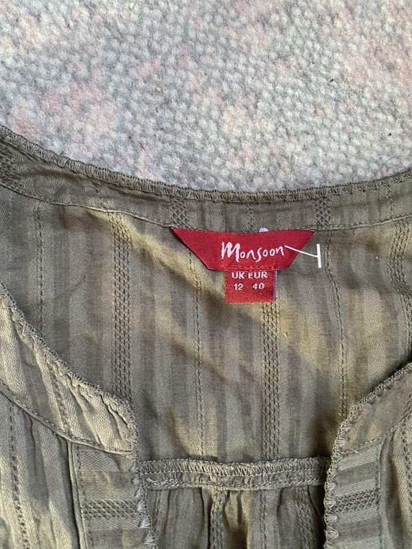 Damen Monsoon Hemd Khaki Baumwolle 38