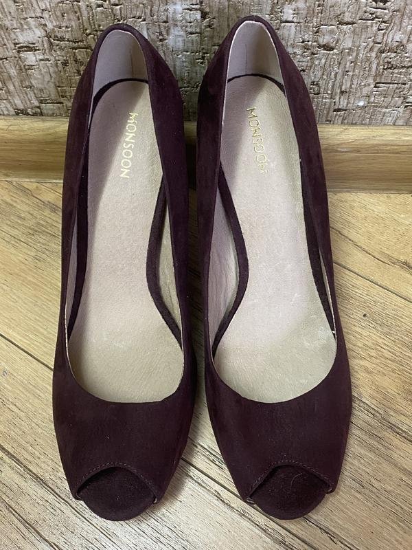 Damen Monsoon Absatzschuhe Burgunder Wildleder