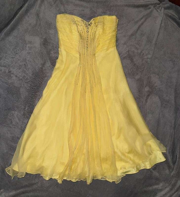 Damen Monsoon Kleid Gelb Seide M