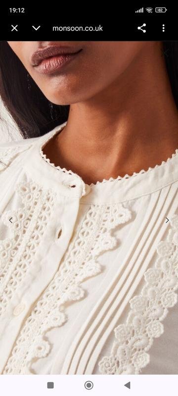 Damen Monsoon Bluse Weiß Baumwolle 50